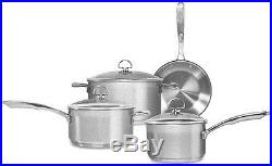 Chantal Non-Stick Cookware Set Stainless Steel 7-Piece Stock Pot Fry Pan Lid NEW