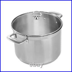 Chantal Steel Stock Pot +Glass Lid 8 qt. Stainless Steel Electric Smooth Top Gas