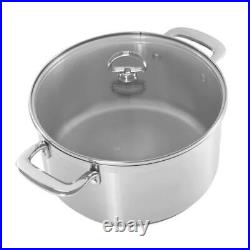 Chantal Stock Pot 6Qt Stainless Steel Dishwasher Safe Cookware with Glass Lid