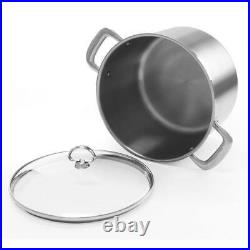 Chantal Stock Pot 8-Qt Brushed Stainless Steel Comfort Grip Handle with Glass Lid