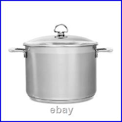 Chantal Stock Pot 8-Qt Brushed Stainless Steel Comfort Grip Handle with Glass Lid