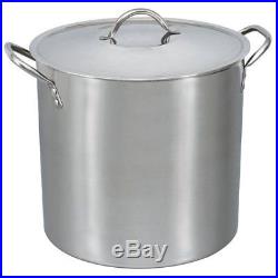 Christmas Home Kitchen 16-Qt Stainless Steel Stock Cooking Pot Metal Lid Cover