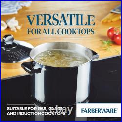 Classic 8-Quart Stainless Steel Straining Stockpot with Lid Silver