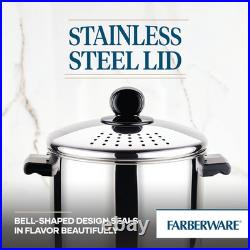 Classic 8-Quart Stainless Steel Straining Stockpot with Lid Silver