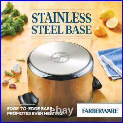 Classic 8-Quart Stainless Steel Straining Stockpot with Lid Silver