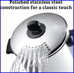 Classic 8-Quart Stainless Steel Straining Stockpot with Lid Silver