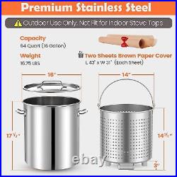 Commercial 64-100qt Turkey Fryer Pot Stainless Steel Crawfish Boiling Stock Pot