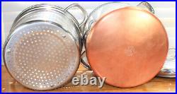 Commercial Copper Clad Bottom Revere Ware 10 QT Stock Pot Pan Pasta Steamer VTG
