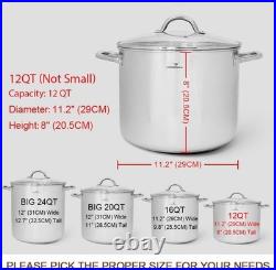 Commercial Grade 12QT Soup Pot Nickel Free Stainless Steel
