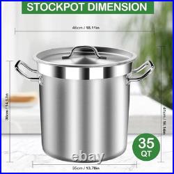 Commercial Grade Large Stock Pot Soup Pot with Lid Non-Nickel Stainless Stee