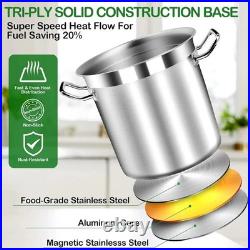 Commercial Grade Large Stock Pot Soup Pot with Lid Non-Nickel Stainless Stee