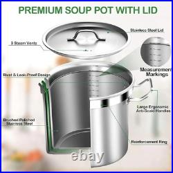 Commercial Grade Large Stock Pot Soup Pot with Lid Non-Nickel Stainless Stee