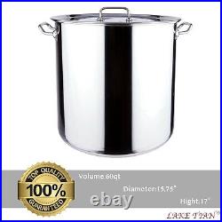 Commercial Grade Stainless Steel Stockpot Brew Kettle w. Lid. Heavy Duty Cookware