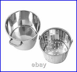 Concord 36 Qt Stainless Steel Stock Pot With Basket. Heavy Kettle. Cookware
