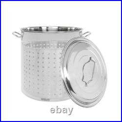 Concord Stock Pot With Steamer Basket 16.5 X 17 Heavy Gauge In Stainless Steel