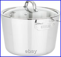 Contemporary 3-Ply Stainless Steel Stock Pot, 8 Quart Soup Cooking Pot with Lid