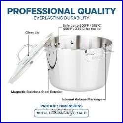 Contemporary 3-Ply Stainless Steel Stock Pot, 8 Quart Soup Cooking Pot with Lid