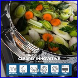 Contemporary 3-Ply Stainless Steel Stock Pot, 8 Quart Soup Cooking Pot with Lid