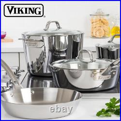 Contemporary 3-Ply Stainless Steel Stock Pot, 8 Quart Soup Cooking Pot with Lid