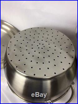 Contemporary Stainless Steel Stock Pot, Steamer Colander & LID