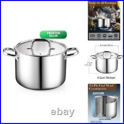 Cook N Home 8 Quart Tri-Ply Clad Stainless Steel Stockpot with Lid