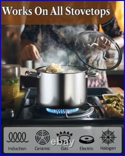 Cook N Home 8 Quart Tri-Ply Clad Stainless Steel Stockpot with Lid