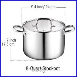 Cook N Home 8 Quart Tri-Ply Clad Stainless Steel Stockpot with Lid