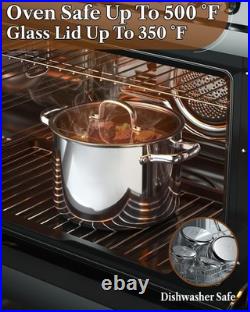 Cook N Home 8 Quart Tri-Ply Clad Stainless Steel Stockpot with Lid