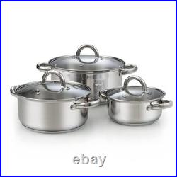 Cook N Home Stainless Steel Stock Pot 6 Pieces, Silver Handle