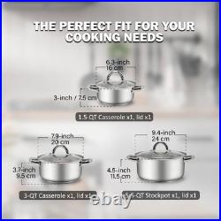 Cook N Home Stainless Steel Stock Pot 6 Pieces, Silver Handle