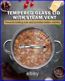 Cook N Home Stainless Steel Stock Pot 6 Pieces, Silver Handle