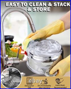 Cook N Home Stainless Steel Stock Pot 6 Pieces, Silver Handle