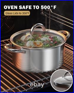 Cook N Home Stainless Steel Stock Pot 6 Pieces, Silver Handle