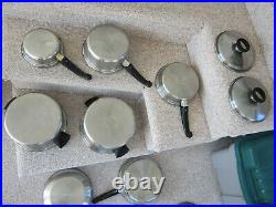 Cook-o-Matic Stainless Steel Pans 12 pc. Set 3 ply Cook Ware Made in USA NICE