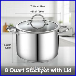 Cooks Standard 8-Quart Stainless Steel Stockpot Glass Lid Large Dutch Oven