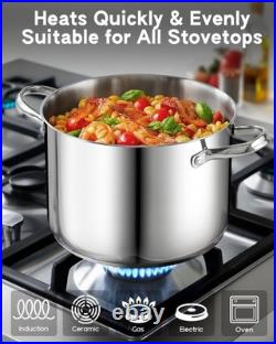 Cooks Standard 8-Quart Stainless Steel Stockpot Glass Lid Large Dutch Oven