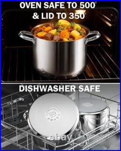 Cooks Standard 8-Quart Stainless Steel Stockpot Glass Lid Large Dutch Oven
