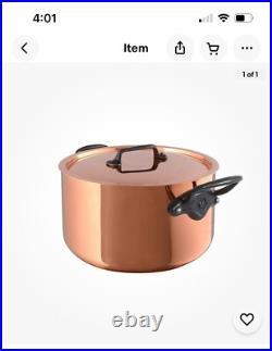 Copper Faitout Pan Pot with Lid and Cast Iron Handles, 20cm