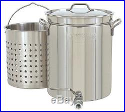 Crawfish Stock Pot 10 Gallon Stainless Steel Cooking Basket Vented Lid X Large