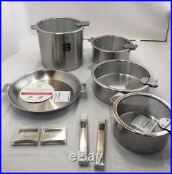 Cristel Strate 13-Pc Stainless Fry Pans Stock Pots Cookware Set Glass Lid