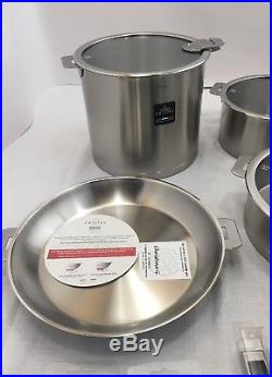 Cristel Strate 13-Pc Stainless Fry Pans Stock Pots Cookware Set Glass Lid