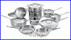 Cuisinart Chef's Classic Stainless 17 Piece Cookware Set pots pans stockpot new