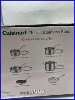 Cuisinart Classic Stainless Steel 10-Piece Cookware Set Pots & Pans -Open Box