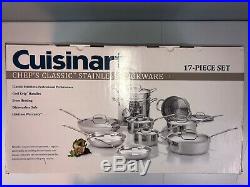 Cuisinart Cookware 17 Piece ChefS Classic Set Stainless Steel Model 77-17 NEW