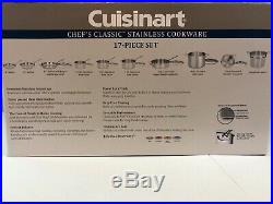 Cuisinart Cookware 17 Piece ChefS Classic Set Stainless Steel Model 77-17 NEW