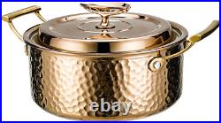 DAEDALUS 7.5QT Stainless Steel Stock Pot with Lid, 3 Triply Clad Hammered Copper