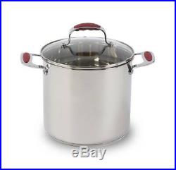 David Burke 2 Pc Commercial Stainless Steel 8 & 12 Qt Stockpot Set with Glass Lids