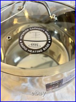 David Burke Splendor Pot Series Commercial Big Stock Pot WithGlass lid 13.5-qt New