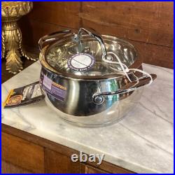 David Burke Stainless Steel Splendor 7qt, 4qt & 2qt Stock Pot Set with Glass Lids