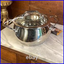 David Burke Stainless Steel Splendor 7qt, 4qt & 2qt Stock Pot Set with Glass Lids